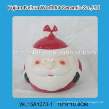 Cutely christmas ceramic storage jar with santa claus